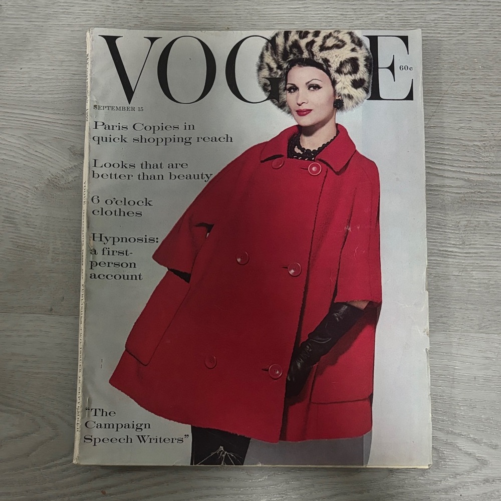1960 Vintage Vogue Magazine with Red Coat Cover year 1960